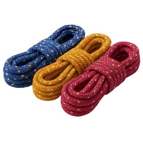 Kit 3 Cordas de Poliéster 4mm x 5m – Multiuso, Resistentes, Cores Variadas para uso Doméstico, Varal, Camping, Bicicleta e Amarrações, 15 Metros (Total) Multicolorido.
