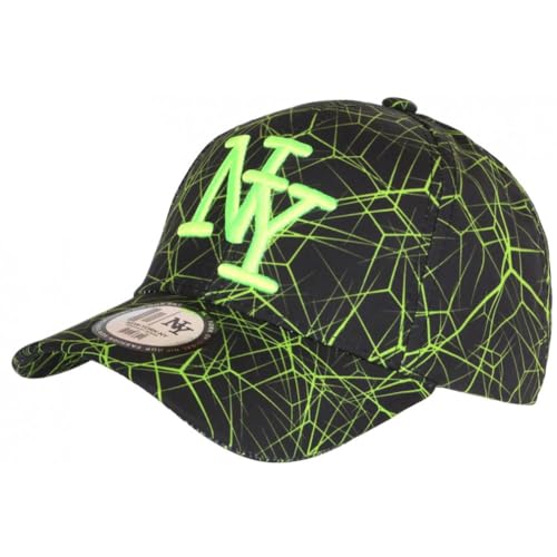 Hip Hop Honour Casquette Enfant Vert Fluo et Noire Tendance Spider NY Baseball de 7 à 12 Ans - Taille Unique - Vert