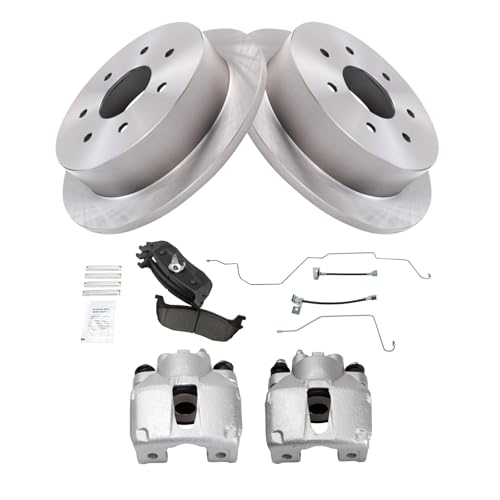 Image of TRQ Rear Brake Pad and Rotor Set Ceramic Calipers Compatible with 2000-2003 Ford F-150 2004 F-150 Heritage