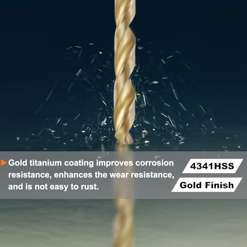 QUARKZMAN 6 Stück Metall Spiralbohrer 10,5mm, Titanbeschichtet Hochleistungs-HSS-Bohrer mit 6,35 mm Sechskantschaft, Jobber-Bohrer Für Edelstahl, Metall Gold