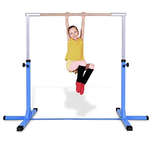 Costzon Junior Training Bar, Gymnastics Adjustable Steel Gymnastic Horizontal Bar (Blue)