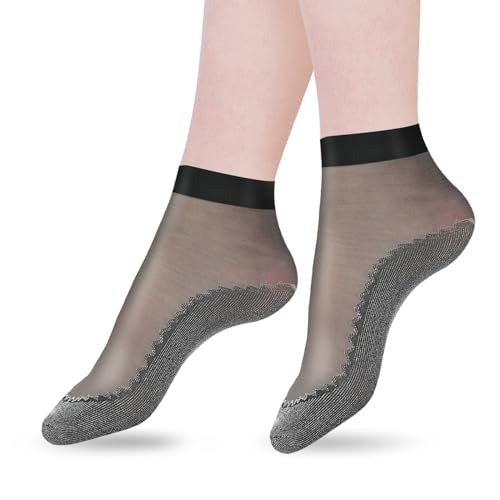 KALIONE10 Pairs Silky Nylon Ankle Socks Women's Thin Socks Elastic Silk Stockings Anti-Slip Nylon Socks for Women Girls