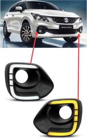 Image of DDA Enterprises DRL Front Bumper Lights with Yellow Turn Signal Light Day Running Light FOG Light DRL with INDICATOR for baleno 2022 and Above (set of 2PCS)