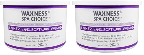 Cera em gel macia Waxness Spa Choice sem colofônia, lavanda, 397 mL, Pacote com 2