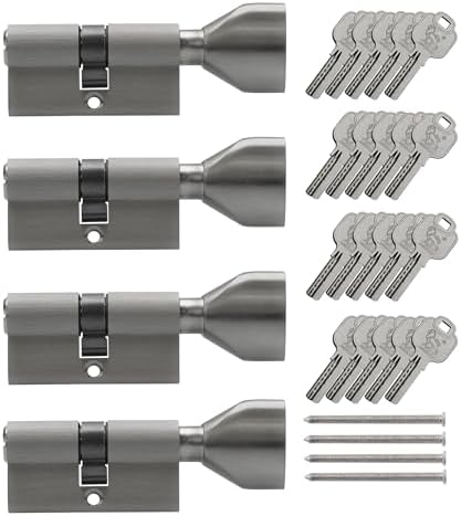 4x thumb turn knob euro cylinder locks 35/35mm, keyed alike, with 20 ...