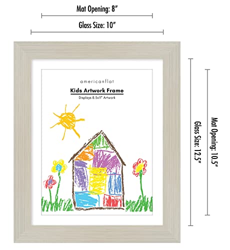Image of Americanflat Kids Artwork Frame Changeable (Light Wood) - Magnetic Door Holds 100 Art Pieces - 8.5x11 Letter Size Display with Mat or 10x12.5 Without Mat - My Mini Masterpiece (Pack of 8)