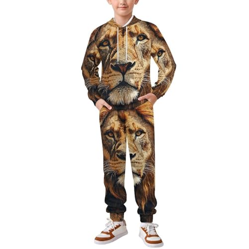 Boy Girl Clothes Outfits Kids Long Sleeve with Pants 2PCS Clothing Set, Lion Vintage