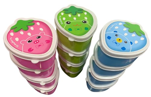 Image of Strawberry Kanjak Box | Plastic Bowl Set - Pack Of 12 | Multi Color Containers Small Box | Especially For Navratri Kanjak Purposes | Air Tight | Leak Proof | Dishwasher Safe, 550 Ml