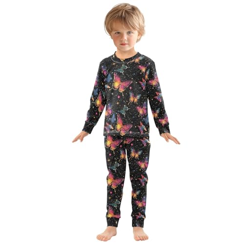 panksolu Pajama Sets Long Beautiful Colorful Butterfly Cotton Sleepwear Pjs 2 Piece,18M-8Y3