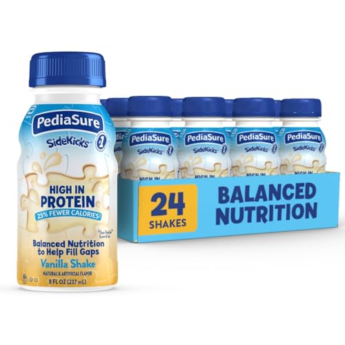 Image of PediaSure SideKicks, Kids Protein Shake, With Key Nutrients and Protein to Help Kids Catch Up on Growth and Fill Nutrient Gaps, Vanilla, 8-fl-oz Bottle, Pack of 24
