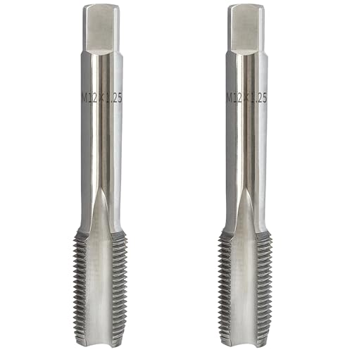 2Pcs M12x1.25 Metric Tap HSS M12 x 1.25mm Right Hand Taper & Plug Thread Tapping Tool for Metal Threading
