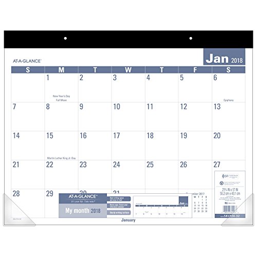 AT-A-GLANCE Monthly Desk Pad Calendar, January 2018 - December 2018, 21-3/4