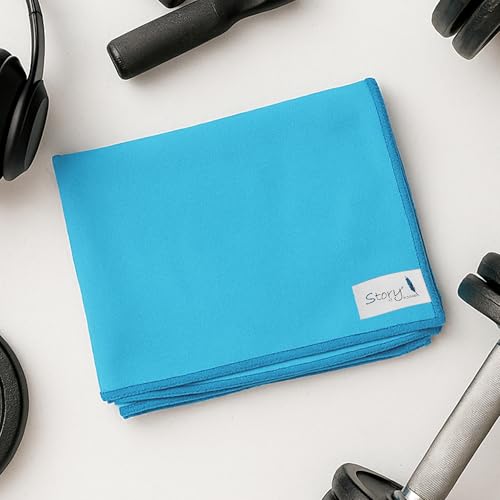 Image of Story@Home Gym Towel for Men Workout Swimming Microfiber Towels for Bath Men Hand Towel for Women Thin Quick Drying Lightweight Absorbent Towel (42 x 55 cm, Blue) | Pack of 1