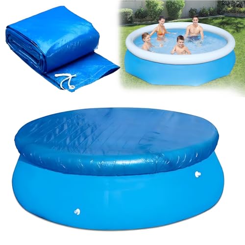 8ft Round Pool Cover Thick Swimming Pool Protector With Drawstring For All Round Above Ground Inflatable Pools Dustproof Waterproof Hot Tub Lid Easy Set 9.5ft Diamater fit for 8ft /244cm Pools
