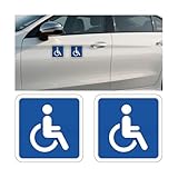 FALVFUN Car Handicap Parking Sign, 2PCS Reflective Magnetic Vehicle Disabled Parking Access Symbol Sticker, Waterproof Automotive Handicap Stop Signs, Universal for SUV RV Truck (Square)