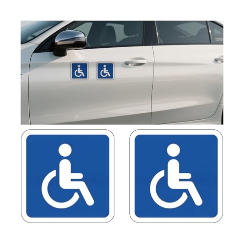 FALVFUN Car Handicap Parking Sign, 2PCS Reflective Magnetic Vehicle Disabled Parking Access Symbol Sticker, Waterproof Automotive Handicap Stop Signs, Universal for SUV RV Truck (Square)