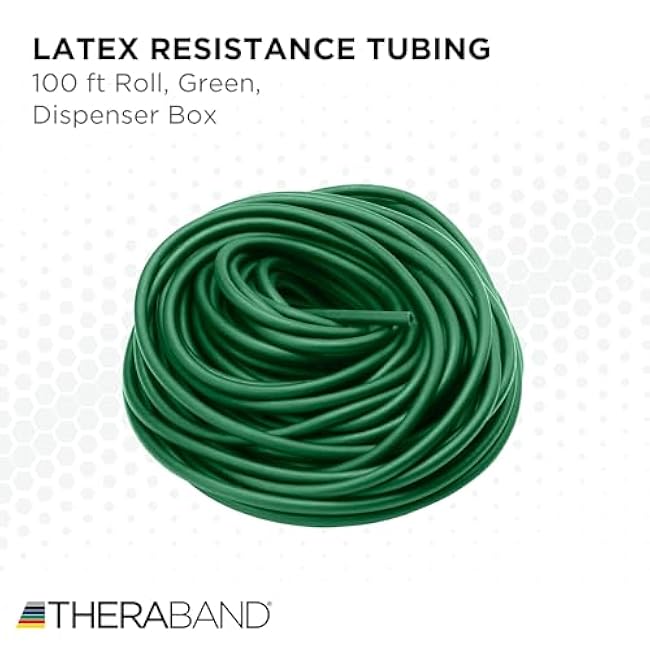 THERABAND Latex Resistance Tubing, Green, Heavy, Level 3, 100 ft Roll, Professional Grade Resistance Band for Exercise, Upper and Lower Body Workouts, Cut-to-Length, Color-Coded Levels