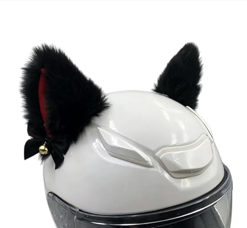 TINAYAUE Plush Helmet Decoration with Bow, Bell, Removable Fox Ears, Cat Ears, Helmet Decoration, Fashionable Motorcycle Helmet, Accessories for Bicyc
