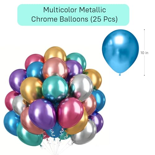 Image of Party Propz Multicolor Chrome Balloons For Decoration - Pack Of 25 Pcs Multicolor Balloons For Birthday | Balloons For Decoration | Birthday Decor (Latex)