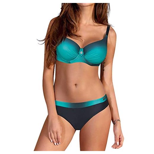 UMIPUBO Bikini Mujer Trajes de Baño con Relleno Push-Up Acolchado Bra Tops y Braguitas Bikini Sets Talla Grande (ES 44, C)