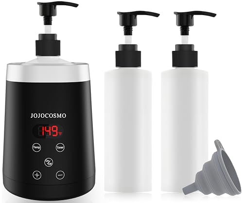 JOJOCOSMO calentador de lociones con aceites esenciales y 2 dispensadores de aceite, calentador para masajes entre 86 y 149°F con reserva para salón, hogar, spa, negro