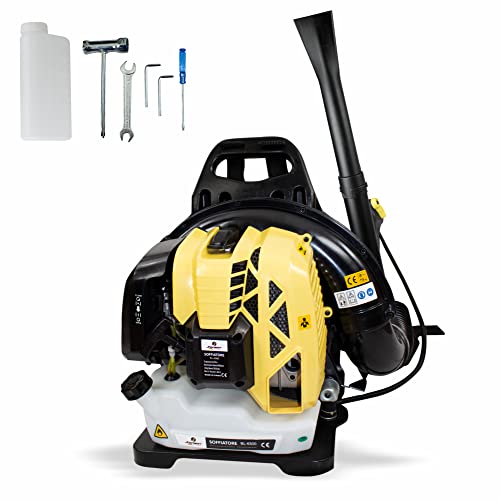 Getto d'aria fino a 200 km/h jhonsorr germany design Soffiatore a Scoppio 63 CC Professionale per Foglie a Zaino 2T Serbatoio 1,2 Litri Benzina