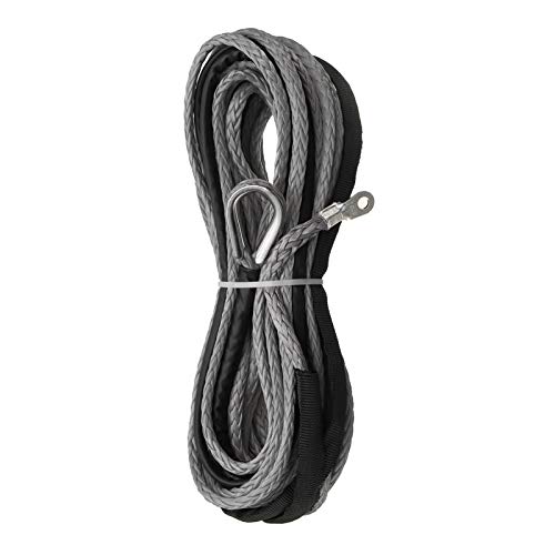 3/16 '' x 50' sintética cuerda de fibra Torno cable de línea 5500+ LBS + Funda for ATV UTV 5.5mm * 15m sintética,Alta Intensidad(Grey)