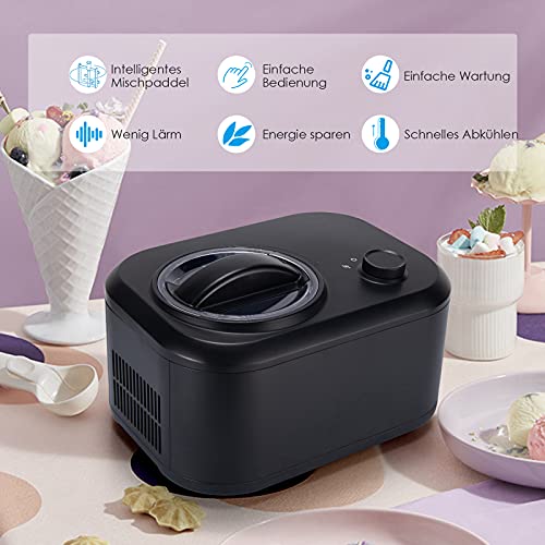 GOPLUS 1 L Eismaschine, Speiseeismaschine mit Automatisch Selbstkühlendem Kompressor 100 W & 3 Betriebsmodi… – Bild 3