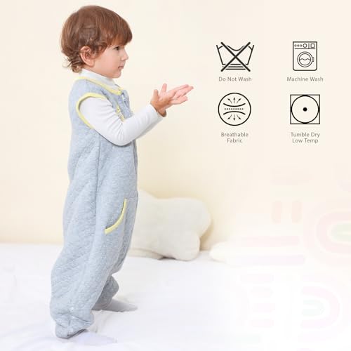 Image of WONDAY Toddler Sleep Sack with Feet, 1.0 Tog Lightweight Sleeping Sacks for Walking with Legs,3T 5T