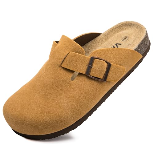 Image of Women Suede Clogs Casual Slip On Potato Mule Slippers