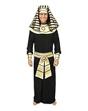 pharaonic Couleur : Noir P’TIT CLOWN - Déguisement Égyptien Pharaon Adulte - Homme - Parfait pour Costume Carnaval, Halloween, Fêtes Costumées et Évènements à Thème - Confortable et Réaliste - Polyester - Noir (S-M)