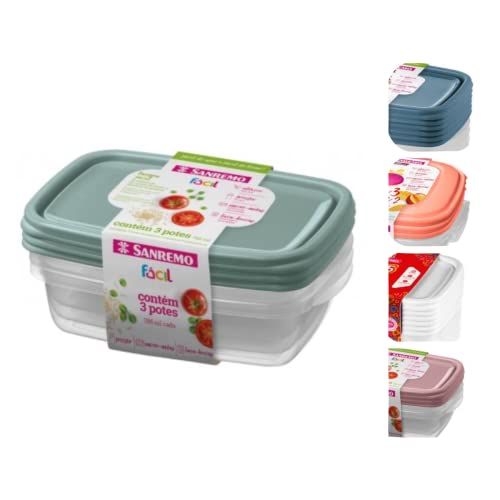 Conjunto com 3 Potes Plásticos, Sanremo, SR165/7C, Fácil, 785 ml
