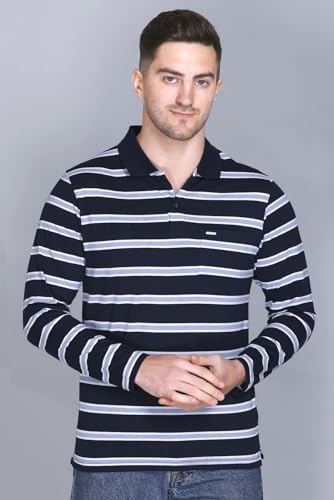 Image of Full Sleeve Polo T Shirt for Men Cotton with Pocket and Collar - Regular Fit Tshirt