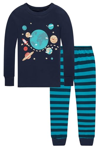 Image of Little bety Cotton 4 Piece Pajamas Boys Long Sleeve Sets Toddler Boys Pjs Kids Sleepwear Sets