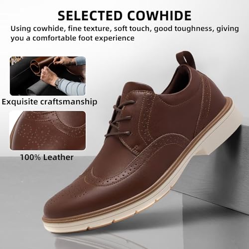 Men's Orthopedic Business Leather Dress Shoes: Comfortable Arch Support Plantar Fasciitis Formal Tuxedo Oxford, Flat Feet Casual Modern Classic Wingtip Walking Shoes for Foot and Heel Pain Relief3