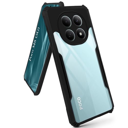 Image of Jkobi Hybrid Back Cover Case for Poco M8 5G (Shockproof with Polycarbonate Clear Panel | Professional Black)