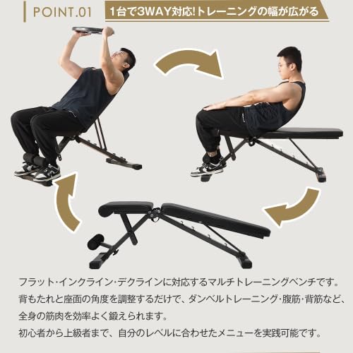 Amazon.co.jp: 3WAYトレーニングベンチ 家庭用 デクラインベンチ