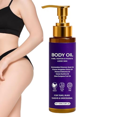 Krmoau Aceites corporales para mujeres - Hidratación reafirmante natural 100 ml | Cuidado de la piel seca después de la ducha Aceite corporal - Para pieles sensibles y flácidas, piernas, abdomen