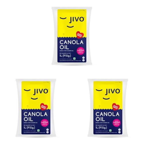 Image of Jivo Canola Oil,1 Litre Refined Pouch Cooking Oil for Daily use | Recommended by Indian Medical Association (Pack of 3)