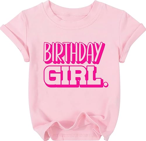 Image of YHHR Birthday Girl Shirt 5-12 Years Kids Birthday Party Shirts Letter Top