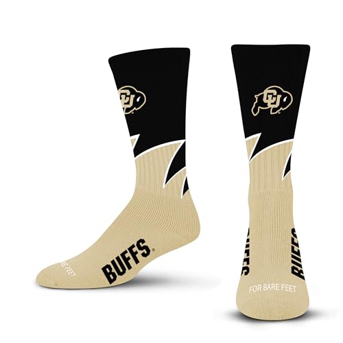 For Bare Feet NCAA COLORADO BUFFALOES Black Wave Crew Sock Team Color YOUTH