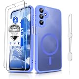 Dizn Custodia magnetica per Samsung Galaxy A15 4G/A15 5G: 2 Screen Protector, compatibile con MagSafe, protezione fotocamera, catena del cellulare, opaca traslucida, protezione militare, Mag-Safe