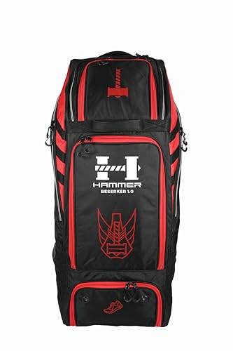 Hammer Beserker 1.0 Duffle Cricket Kit Bag - Premium 2100D Polyester | Dual Bat Pockets | Helmet & Shoe Compartment | Padded Protection | Adult Cricket Gear Bag