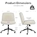 OLIXIS Criss Cross Chair with Wheels Wide Cross Legged Office Desk Vanity Chair Comfy Fabric Armless Adjustable Swivel for Home Computer Task Fabric Beige
