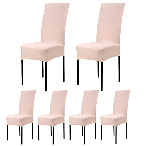 ALPHA DIMA Fundas para Sillas,Pack de 6 Fundas Sillas Comedor,Lavable Extraíble Comedor Asiento de la Silla del Asiento Cubre para Boda,Hotel,Decor Restaurante(Champagne)