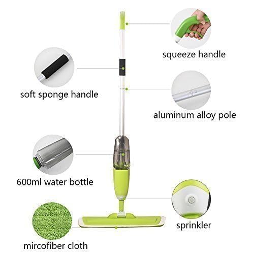 Image of Spray Mop for Floor Cleaning with Water Spray 360 Rotating Head Microfiber Washable Pad Flat Mop for Tiles Marble Wooden Floors