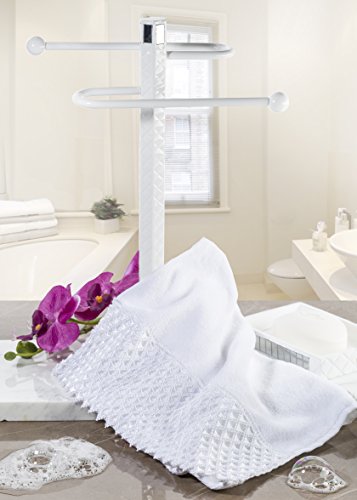 Creative Scents WLT-44230 Decorative Fingertip Embellished White Gorgeous Lace Towels For Bathroom And Powder Room thumb #3