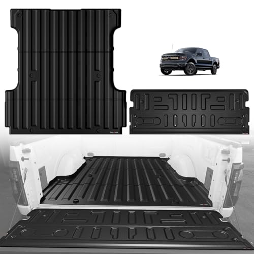 Image of TripleAliners Truck Bed Mat (5.5FT) & Tailgate Mat (Standard) Compatible with Ford F150 2024-2026 Accessories All Weather TPE Truck Bed Liner Tailgate Cover Custom Fit, Not Fit Drop in Bed Liner