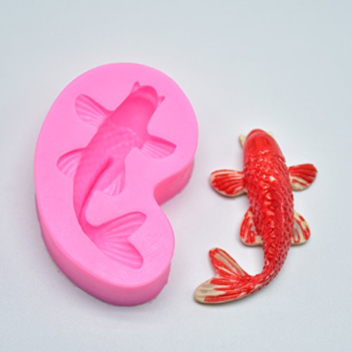 Small Size Koi Fish Fondant Mold (2.5"x1.4")- MoldFun Carp Fish Sugar Craft Silicone Mold for Cake/Cupcake Decorating, Gum Paste