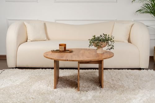 Table à café résistante aux rayures diamètre 90 cm en mélamine - 8